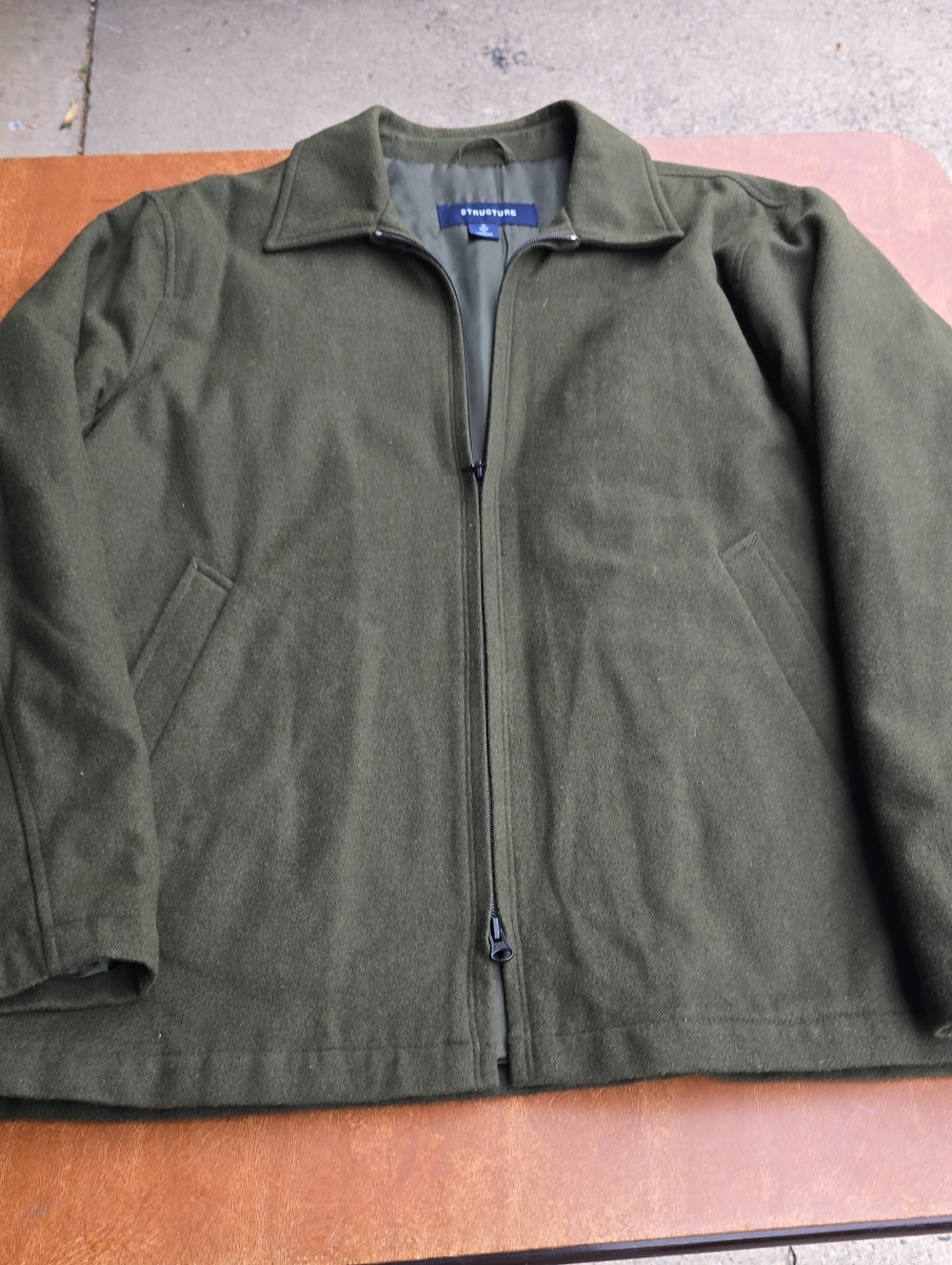 Structure Olive Zip-Front Wool Field Jacket
